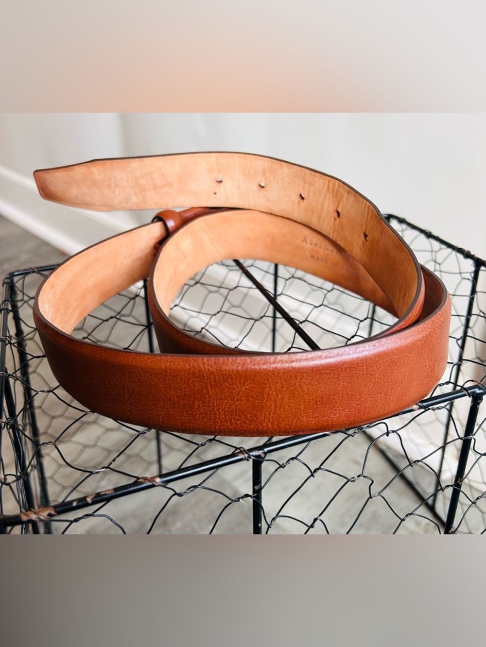 Aspinal of London Brown Leather Belt Mens S Classic Dress Casual Quiet Luxury - Picture 7 of 12